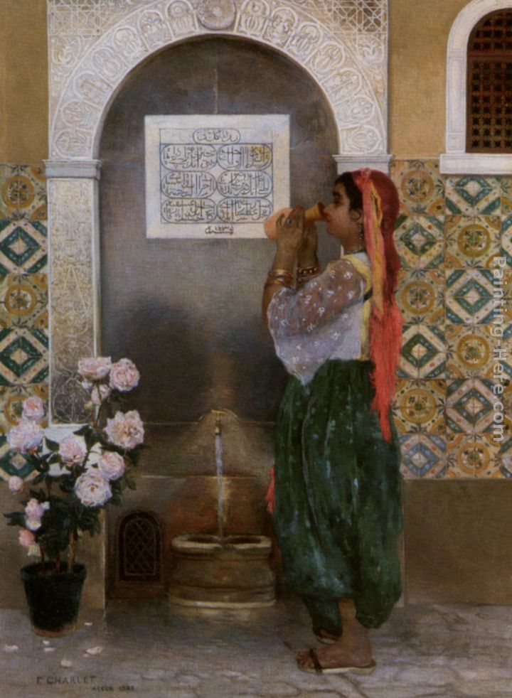Algerian Girl Beside a Fountain painting - Frantz Charlet Algerian Girl Beside a Fountain art painting